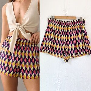 Anthropologie Easy Traveler Ikat Print Pull-On Shorts Sz L